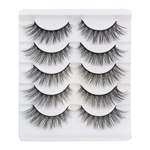 Image of Cat Eye Lashes Natural Look Faux Mink Fake Eyelashes Light Volume False Lashes Fluffy Strip Lashes Multipack 3D 5 Pairs Pack by Glowingwin