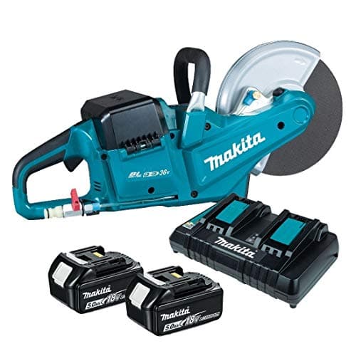 Image of Makita DCE090T2X1 Twin 18V (36V) Li-ion LXT Brushless 230mm Disc Cutter Complete with 2 x 5.0 Ah Batteries and Twin Port Charger