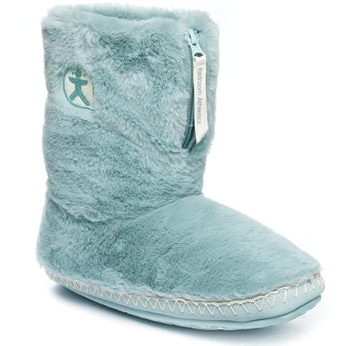 Image of Bedroom Athletics Womens Marilyn Classic Faux Fur Slipper Boot Soft Warm Zip Fastening Memory Foam Durable Machine Washable - Seafoam - UK 5/6