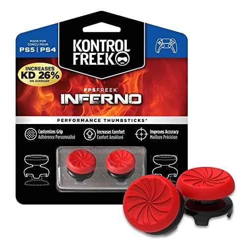 Image of KontrolFreek FPS Freek Inferno for Playstation 4 (PS4) and Playstation 5 (PS5) Controller | Performance Thumbsticks | 2 High-Rise Concave | Red