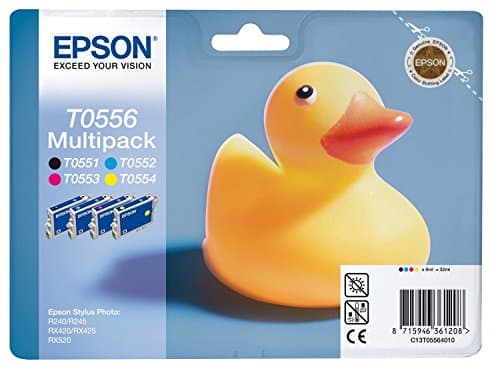 Image of Epson T055640 original multipack comprising T0551 black T0552 cyan blue T0553 magenta red T0554 yellow for Stylus Photo R240/RX420/RX520