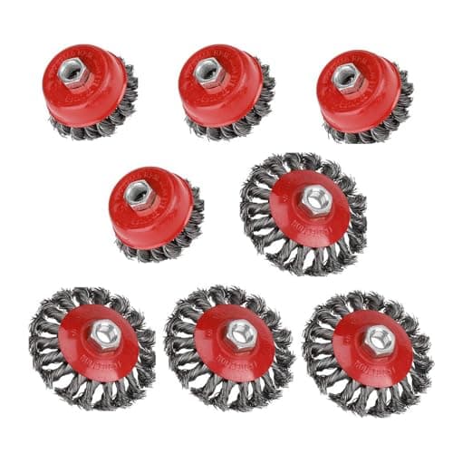 Image of UNGFEI 8 PCS Angle Grinder Wire Brush Set, Twist Knot Wire Wheel Brush for 115mm Angle Grinder With M14 Thread, Ø 75 mm Ø 100mm