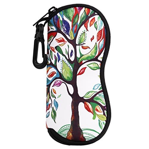Image of MoKo Sunglasses Soft Case, [Ultra Lightweight] Neoprene Zippered Eyeglass Storage Case with Belt Clip for Eyewear, Frames, Carrying Pouch Case Makeup Bag for Keys, Pencils, Cards - Lucky Tree