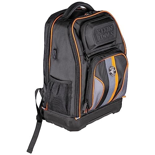 Image of KLEIN TOOLS 62805BPTECH Laptop Backpack Tool Bag, Tradesman Pro Extra-Large 28-Pocket Tech Tool Backpack with Molded Bottom, Charging Port