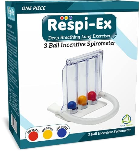 Image of Respi-Ex Deep Breathing Lung Exerciser, 3 Ball Incentive Spirometer, Washable and Hygienic Breath Measurement System, Package with Hygienic Seal