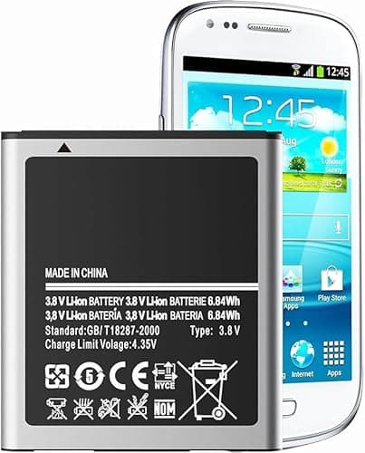Image of RJMOBILE Battery for Samsung Galaxy S3 Mini, [1500 M] High Capacity Replacement Battery for Galaxy S3 Mini GT-i8190|Ace 2 GT-i8160|S7568|S Duos GT-S7562|S7568