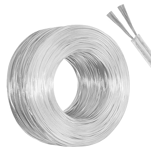 Image of 10 Meter 28AWG Electrical Wire, Clear 2 Core Flat Wire PVC Mains Power Extension Cable Diameter 3.2mm Thickness 1.6mm Wear-Resistant Oxidation Resistane for Installing Low-Power Household Appliances