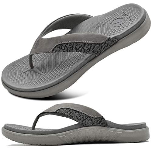 Image of ONCAI Flip Flops for Men,Comfort Orthotic Beach Sport Athletic Soft Arch Support Thong Sandals with Yoga Foam Grey Size 9.5