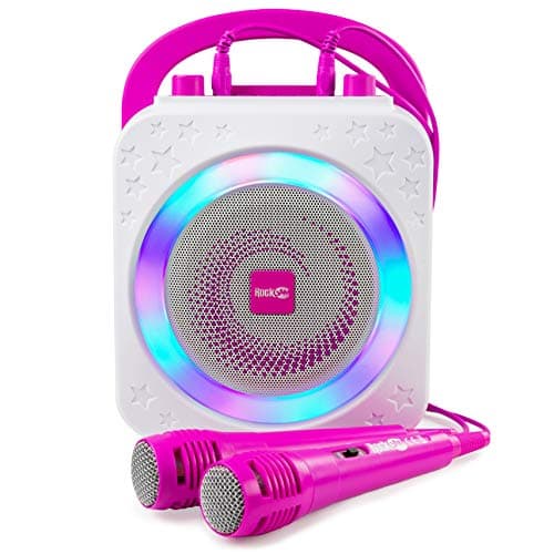 Image of RockJam 10W Rechargeable Bluetooth Karaoke Machine with Two Microphones, Light Games and Voice Effects