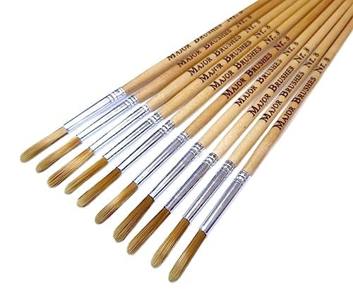 Image of Major Brushes Golden Nylon Round Brushes Size 8 - Set of 10