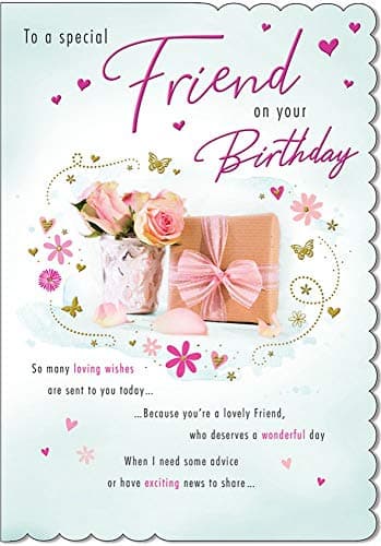 Image of Piccadilly Greetings Traditional Birthday Card Friend - 9 x 6 inches
