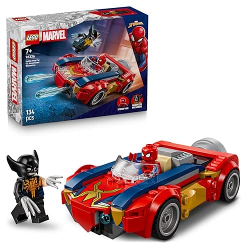 Image of LEGO | Marvel Spider-Man Car vs. Venomized Wolverine - Superhero Toy w/a Car Model, 2 Minifigures & 2 Spring Shooters - Gift for 7+ Year Old Boys & Fans - 76336