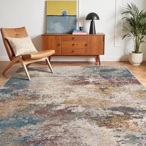 Image of GENIMO Washable Large Rug 160x230cm – Soft Short Pile Non-Slip Carpet, Durable Easy Clean Rug for Living Room, Dining Room, Home Office (Mixed Colours)
