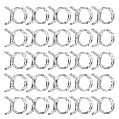 Image of sourcing map 25Pcs 16mm/0.63inch Inner Dia Double Wire Spring Hose Clamp, Stainless Steel Adjustable Spring Clips for Hose Fuel Line Silicone Tube Water Pipe Air Pipe