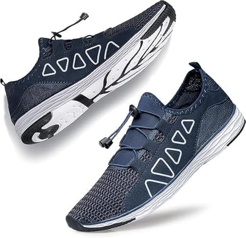 Image of Raoendis Mens Womens Water Shoes - Quick Dry Aqua Shoes Unisex Beach Shoes for Surfing Swimming Sailing Kayak Navy Blue Size 13