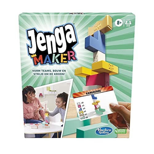 Image of Hasbro Gaming Monopoly Jenga Maker, Authentic Hardwood Blocks, Tower Building, Game for Children from 8 Years, Game for 2-6 Players