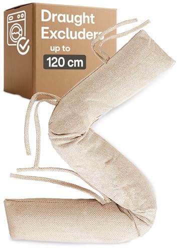 Image of Praknu Draught Excluder for Windows - Draft Excluder Cushion 120cm/47in - Extra Long and Heavy - Removable & Washable - Simple Installation - No Glue or Drilling -Beige