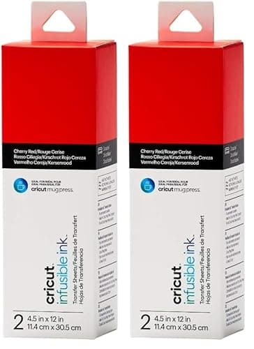 Image of Cricut Infusible Ink Transfer 2 Sheets | 11.4cm x 30.5cm (4.5" x 12") | Cherry Red | Ideal for use Mug Press (Pack of 2)