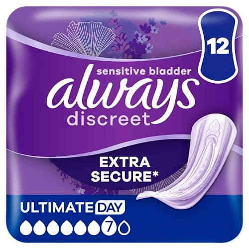 Image of Always Discreet Incontinence Pads Women Ultimate Day 12 Count Extra Secure & Discreet