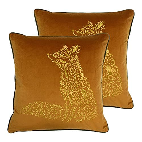 Image of furn. Forest Fauna Fox Polyester Filled Cushions (Twin Pack), Polyester, Rust/Mink
