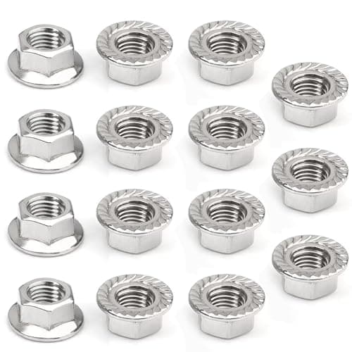 Image of Kiyraglo M12 Fine Thread Flange Nuts 304 Stainless Steel Hex Lock Nuts for Automotive Machinery & DIY Projects, M12 × 1.5mm x 15pcs