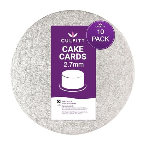 Image of Culpitt 10" Round Cake Boards | Silver | 2.7mm Cards For Celebration Desserts, Birthday Treats, Tiered Sponge, Cupcakes, and More! 10 inch, Pack Of 10