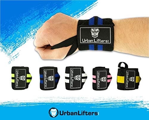 Image of Urban Lifters Weight Lifting Wrist Wraps, Heavy Duty Advanced 18" Wrist Support For Weight Training, BodyBuilding, Olympic Lifting, Powerlifting, WOD Workouts, & Calisthenics (Black/Blue)