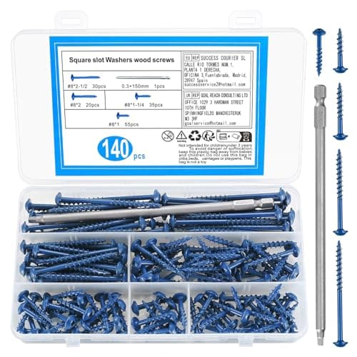 Image of 140pcs Pocket Hole Screws, #8 Self Tapping Wood Screws, Square Drive Coarse Thread screws, Pan Head Wafer Head Machine screws, Flanged head Truss head Drywall Chipboard Screwss for Wood Sheet Metal