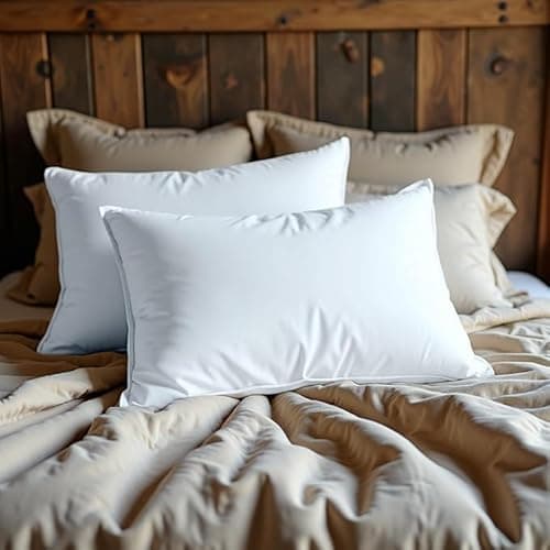Image of VL 1200gsm 2, 4 Goose Feather Down Pillow Soft Anti-Allergic Dust Mite Hotel Quality Luxury Microfibre Soft Fluffy New Best Pillow Pair for Back and Side Sleepers 48 X 74cm (Set Of 2 Cotton)