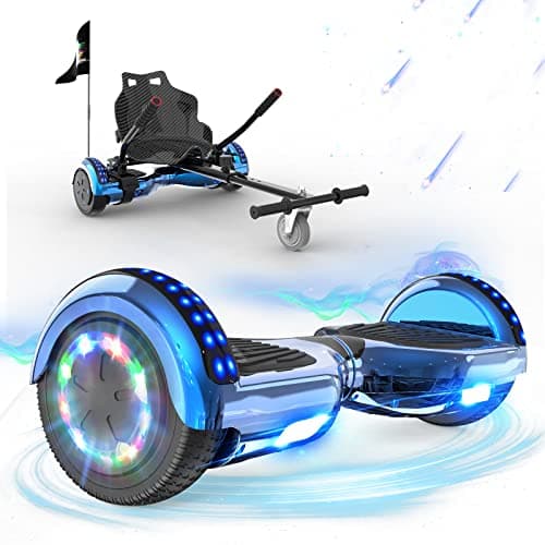 Image of RCB Hoverboards with Go Kart Seat Bundle for Kids Segways Built in LED lights Bluetooth Speaker Hoverboards, Gift for Kids and Adult