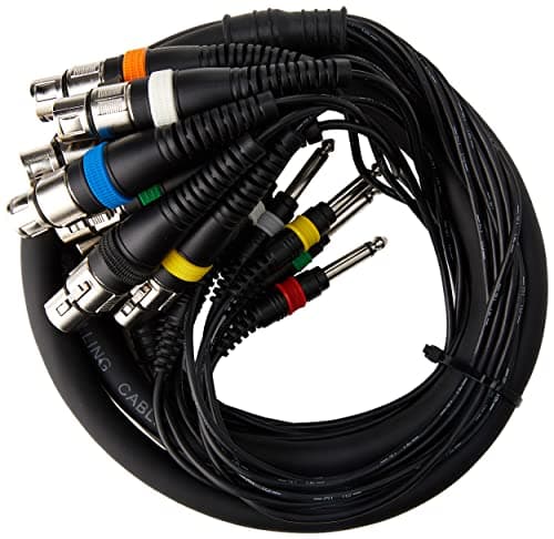 Image of PULSE 8‑Way XLR to 1/4" Mono Jack Loom – 2.5m Multicore Cable with Colour‑Coded Channels, Nickel Connectors & Helical Shielding – PLS00104