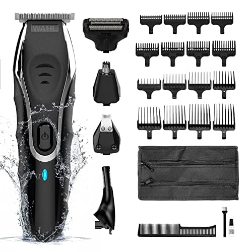Image of Wahl Aqua Blade 10‑in‑1 Multi Groomer for Men – Beard Trimmer, Stubble & Body Shaver, Eyebrow, Ear & Nose Hair Trimmer, 5 Interchangeable Heads, Ultra‑Close Shave, Wet & Dry, 180‑Min Cordless Use
