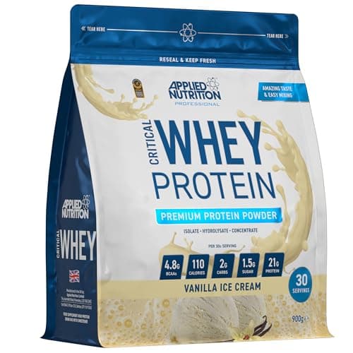Image of Applied Nutrition Critical Whey Protein Powder 900g - High Protein Powder, Protein Milkshake, Muscle Building Supplement with BCAAs & Glutamine (900g - 30 Servings) (Vanilla)
