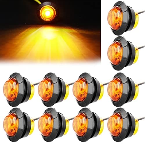 Image of LeKaufen 10PCS 3/4" Car Round LED Side Lights 1.9CM 12V Front Rear Side Marker Indicator Light Universal Bullet Clearance Marker Light Waterproof for Truck Trailer Caravan Boat (yellow)