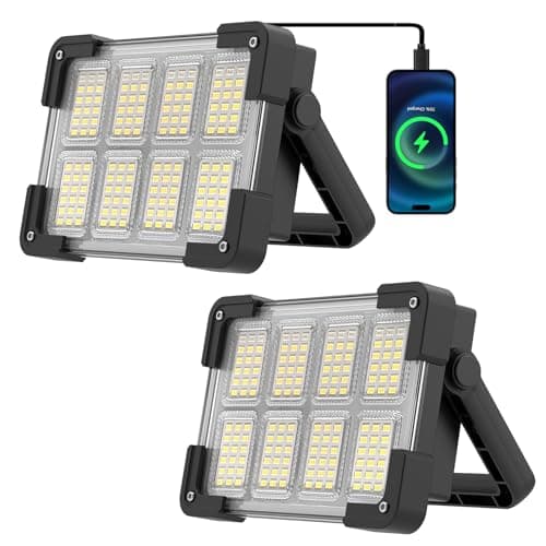 Image of LED Rechargeable Work Light, Portable Floodlight with Power Bank, 4 Modes LED Rechargeable Spotlight, Waterproof Outdoor Emergency Light is a Work Light used for Fishing, Hiking, Car Repairing(2 Pack)