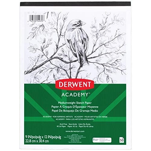 Image of Derwent Academy Medium Weight Paper Sketch Pad 50 Sheets 9" x 12" (54970)