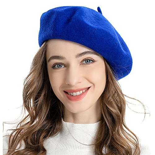 Image of ZLYC Women's Classic French Artist Beret Beret, Fantasy Blue, One Size
