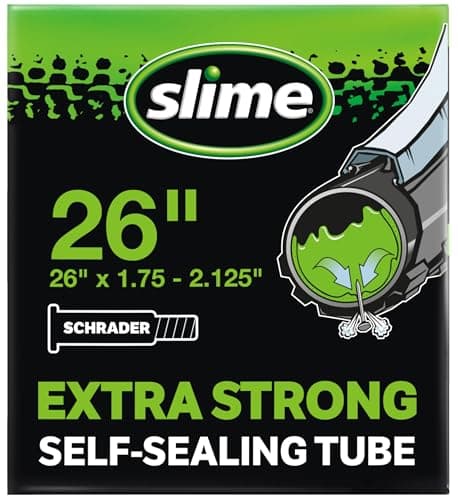 Image of Slime 30059 Bike Inner Tube with Slime Puncture Sealant, Self Sealing, Prevent and Repair, Schrader Valve, 26" x 1.75-2.3"