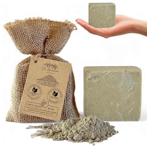 Image of Dr.Ancient Clay Soap Bar, Organic Soap Bars Handcrafted the Traditional Way, Natural Chemical-Free, Vegan, Used for Face Wash, Body Wash, Hand Cleansing and Skin Care, Gentle Exfoliating Cleanser