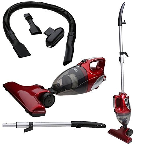 Image of Qualtex 2 in 1 Upright & HandHeld Bagless Compact Lightweight Vacuum Cleaner Hepa Multi Use Hoover In Hot Red