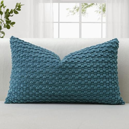 Image of JOTOM Corduroy Soft Cushion Covers 30x50 cm Decorative Throw Pillow Covers with 3D Bubble Texture Cushion Case for Couch Sofa Bedroom Soft Pillowcase for Home Decor (Dusty Blue)