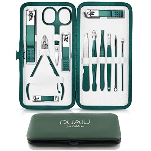 Image of Nail Clippers Manicure Set DUAIU 12PCs Professional Nail Clipper Set Stainless Steel Pedicure Kit for Men Women Nail Care Tools Grooming Kit with Travel Case