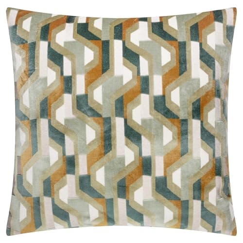 Image of furn. Metro Prism Cushion Cover – Geometric Velvet Jacquard Decorative Case (Green – 45x45cm)