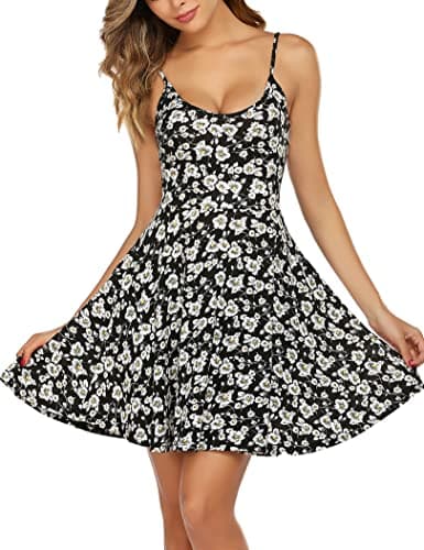 Image of UNibelle Summer Dresses for Women V Neck Spaghetti Strap Casual Dress Beach Chrysanthemum S