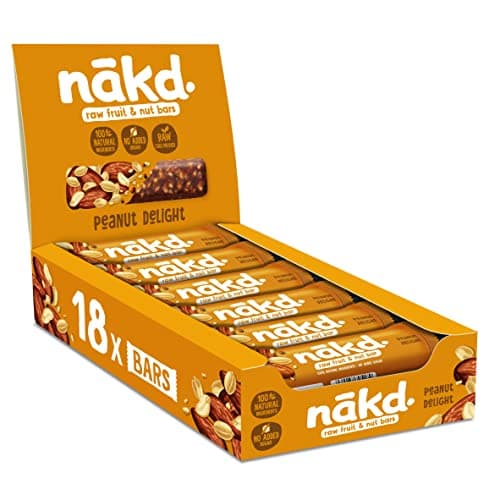 Image of Nakd Peanut Delight Natural Fruit & Nut Bars - Vegan Bars - Gluten Free - Healthy Snack, 35 g (Pack of 18)