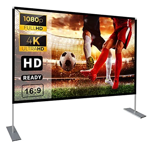 Image of Projector Screen with Stand 100 inch 16:9 HD 4K Outdoor Indoor Projection Screen for Home Theater 3D Fast-Folding Projector Screen with Stand Legs and Carry Bag Projection Movie Wrinkle-Free