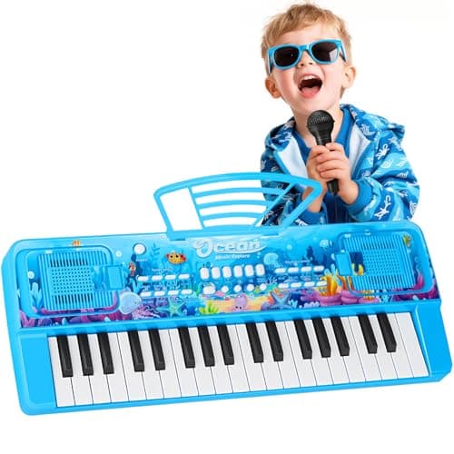 Image of 37 Key Upgrade Piano Keyboard for Kids Musical Instruments Toys Ages 3-5, Portable Electronic Keyboard Piano with Microphone Birthday Toy for 3 4 5 6 7 Year Old Boys Girls Gifts (Blue Ocean)