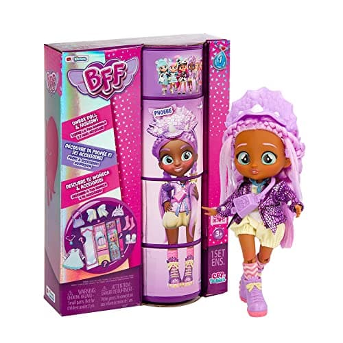 Image of BFF By Cry Babies Phoebe | Collectible Fashion Doll with Long Hair, fabric Clothes and 9 Accessories - Gift Toy for Girls and Boys +5 Years