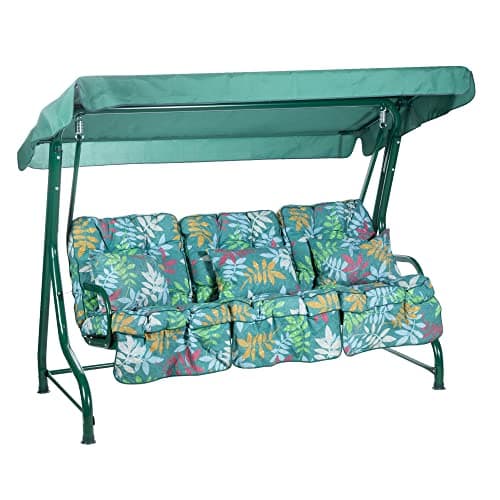 Image of Alfresia Roma 3 Seater Garden Swing Seat with Adjustable Water-Resistant Canopy and Classic Cushions, Heavy Duty Outdoor Patio Swing Seat Supporting up to 250 kg for Garden, Lawn or Decking