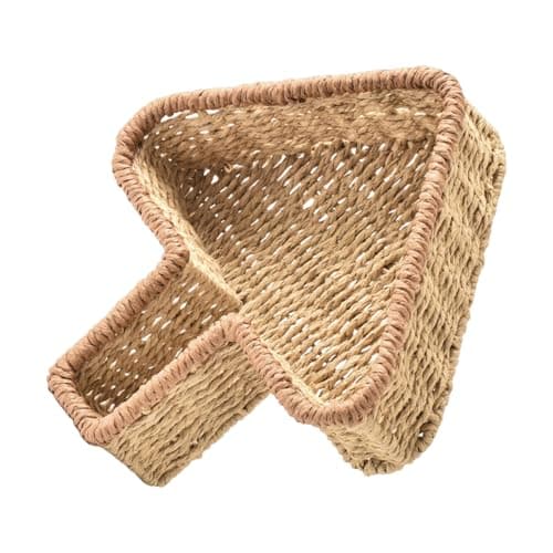 Image of SHINEOFI Handwoven Tree-shaped Snack Serving Platter Lightweight Paper Rope Basket Imitation Rattan Organizer for Pantry Storage Bread Display Entryway Decor Home Accent Tray